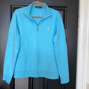 Ralph Lauren 3/4 zip lightweight teal sweatshirt.